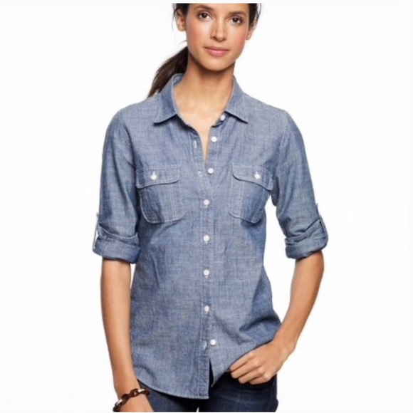 J. Crew Tops - J.Crew The Perfect Shirt Chambray Button Down